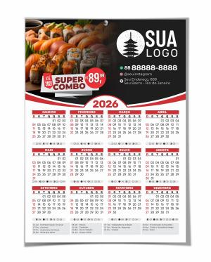 Calendário de Parede 2026 TRIPLEX 250G 20x29 LASER  CORTE RETO 